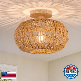 B0CZ3MRHL6 ZSWANBEI Boho Rattan Ceiling Light Flush Mount