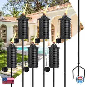 Zszmfh B0cf54v35q 6 Pcs Metal Torch For Outside 16 Oz Outdoor Garden