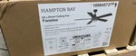 Hampton Bay Fanlee 54 In. Matte Black Smart Indoor Ceiling Fan Sealed. Fixed Price $94.99.