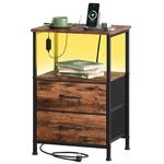 Somdot 2 Drawers Nightstand With Charging Station And Led Light For Bedroom, .... Fixed Price $57.69.