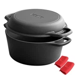 Edging Casting 2-in-1 Pre-seasoned Cast Iron Dutch Oven Pot With Skillet Lid. Fixed Price $74.35.