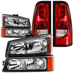 Headlight & Tail Lights Assembly For 03-06 Chevy Silverado Black + Amber. Fixed Price $117.88.