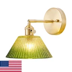 Linseeds Hardwired Wall Sconce Light, Vintage W/ Switch, Gold, Gradient Green Gl. Fixed Price $43.49.