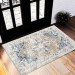 Champlant Area Rug 2x3 Washable 2' X 3' (rectangular), Taupe And Blue. Fixed Price $28.41.