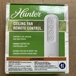 Hunter Universal 3 Speed Damp Rated Ceiling Fan Handheld Remote Control White. Fixed Price $22.99.