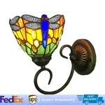 Sconce Tiffany Style Wall Light Fixture Stained Glass Lamp Dragonfly E27 Us. Fixed Price $35.50.