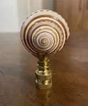 Preowned Sun Dial Shell Polished Brass Metal Base Lamp Finial. Fixed Price $24.50.