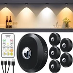 Willed Puck Lights With Remote Control, Rechargeable Under Cabinet Lights, 1200m. Fixed Price $48.79.