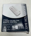 Hampton Bay White Universal 3spd Damp Rated Ceiling Fan Remote Control W/ Dimmer. Fixed Price $22.49.