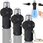 (3 Pack) Light Socket To Plug Adapter, Both Sides Support 3 Prong Black. Fixed Price $27.78.