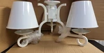 Vintage Casablanca 3 Light Center Stem Ceiling Fixture White Metal Shades. Fixed Price $65.00.