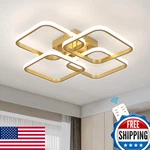 Caneoe Gold Modern 4-squares Led Ceiling Light Fixture Dimmable Remote Control. Fixed Price $131.02.