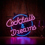 Haimococl Cocktails And Dreams Glass Neon Signs Beer Bar Club Bedroom. Fixed Price $160.33.