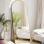 64"x21" Arched Full Length Mirror, Standing Or Leaning, Thin Frame, Gold Finish. Fixed Price $109.75.