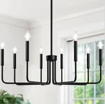 Lynnoland Black 8-light Chandelier Farmhouse Light Fixture Candle Pendant 2549s. Fixed Price $48.99.
