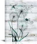 Visual Art Decor Teal Dragonfly With Dandelions Rustic Canvas Wall Farmhouse. Fixed Price $22.99.