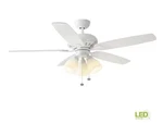 Hampton Bay Rockport 52" Led Ceiling Fan With Light - Matte White. Fixed Price $68.00.