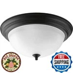 Progress Lighting 3-light Ceiling Flush Mount Fixture Black Alabaster Glass. Fixed Price $91.05.