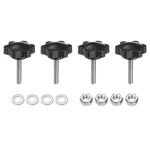 Uxcell 4pcs Star Clamping Knobs With Nuts Washers, M6 X 35mm 35mm, Black. Fixed Price $13.46.