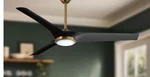 Sansra 60" Indoor Outdoor Brass Ceiling Fan Led Light Remote Cct Black Blades. Fixed Price $120.00.