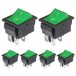 6pcs Kcd4 Lighted Rocker Switch 20a 125v Ac 16a 250v Green Light Illuminated .... Fixed Price $17.09.