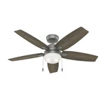 Hunter Fan 52 In Contemporary Matte Silver Ceiling With Pull Chain And Light. Fixed Price $114.99.