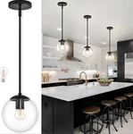 Bagood 8 Inch Black Mid Century Pendant Light Globe Clear Glass. Fixed Price $39.60.