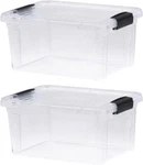 Superio Clear Storage Bins With Lids, 2 Pack- Plastic Boxes - 6.6 Quart. Fixed Price $24.99.