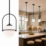 Black Pendant Light Fixture Mid-century Modern Lights Glass Globe Shade. Fixed Price $62.99.