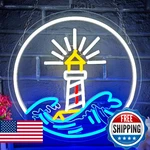 Lighthouse Neon Sign Sea Signs For Wall Decor Dimmable Sunset Sunrise Led L. Fixed Price $31.34.