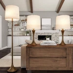 3pc Lamp Set Bronze Floor & Table Lamps With Led Bulbs Lavish Home 72-lmpst3-13. Fixed Price $119.99.