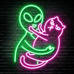 Kavaas Green Alien Petting Cat Neon Sign Led Light For Game Room Party Decor. Fixed Price $46.96.