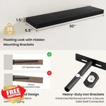 Fun Memories Wood Floating Shelves Black 30" Wall Mounted Set Of 2 Storage. Fixed Price $76.29.