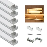 Muzata 6pack 3.3ft/1m Led Channel Aluminum U Shape Silver Strip Diffuser .... Fixed Price $35.47.