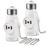 Dicuno E26 Light Socket To Plug Adapter, 2 Polarized White-15.75", White. Fixed Price $11.94.