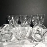 Twist Design Clear Glass Tumblers, Square Base Rocks Glasses, Barware Set Of 6. Fixed Price $75.00.