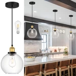 Bagood Globe Pendant Lighting Clear Glass Gold And Black Light Fixture. Fixed Price $100.00.