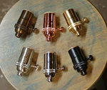 Solid Brass Light Socket, On/off Turn Knob, 6 Finishes, Vintage Lamps, Pendants. Fixed Price $10.95.