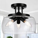 Foucasal Matte Black Semi-flush Mount Ceiling Fixture 3-light Clear Glass. Fixed Price $49.00.