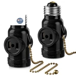 Dicuno Ul Listed E26 To 2 Polarized Outlet Socket Adapter, Pull Chain Black. Fixed Price $10.84.