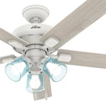 Hunter Fan 52 Inch Casual Matte White Indoor Ceiling With Light Ki 5 Blades. Fixed Price $153.99.