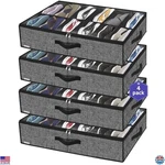 Under Bed Shoe Storage Organizer 4 Pack, Fits 12 Pairs, Breathable Black Bags. Fixed Price $69.95.