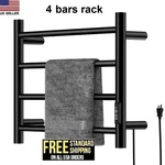 Electric Heated Rack Towel Warmer 4 Stainless Steel Bars Drying Bathroom Black. Fixed Price $39.99.