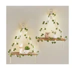 Mkono Artificial Ivy Macrame Hanging Shelves With Lights Set Of 2 Boho Wall D.... Fixed Price $31.28.