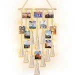 Mkono Hanging Photo Display Boho Macrame Wall Decor With Light, Teen Girl Tee.... Fixed Price $22.42.