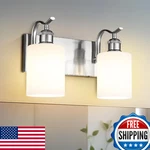 Jazava 2-light Milk Glass Bathroom Vanity Light Fixture Brushed Nickel Vl01bnw-2. Fixed Price $77.87.