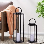 All Fortune Large Solar Outdoor Lanterns, 25" 16" Tall Farmhouse Black Metal. Fixed Price $83.98.