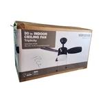 Hampton Bay Triplicity 30 In. Indoor Led Matte Black Ceiling Fan With Light. Fixed Price $49.95.
