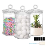 3 Pack Glass Apothecary Jars With Lids, 25oz Clear Bathroom Canisters Storage.... Fixed Price $42.04.
