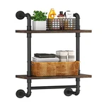 Helsin 2-tier Industrial Pipe Floating Bathroom Shelves, Rustic Wood Wall Shelf. Fixed Price $79.79.